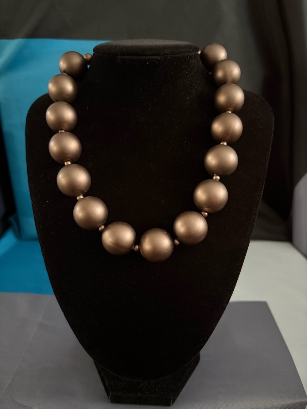Matte Brown Statement Bead Necklace - Women Jewelry